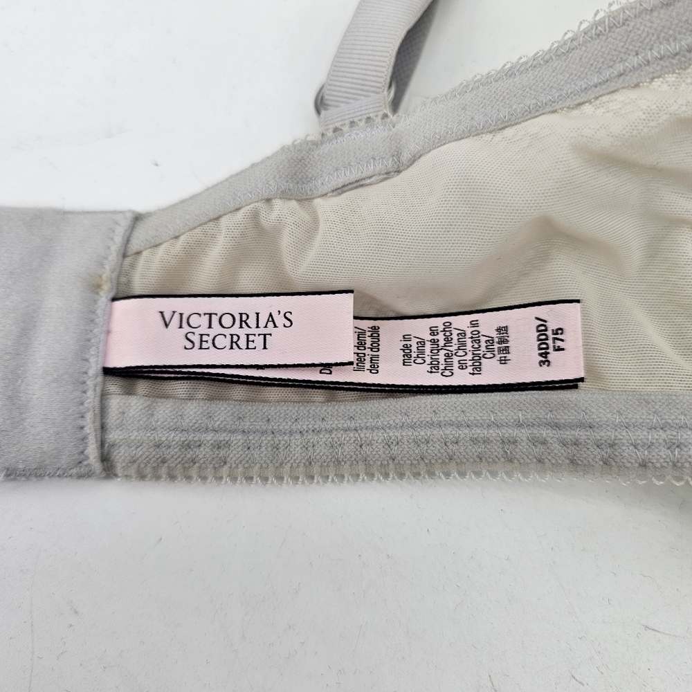 Victorias Secret Dream Angels Lined Demi Gray Lime Lace Bra Womens Size 34DDD - Picture 6 of 7
